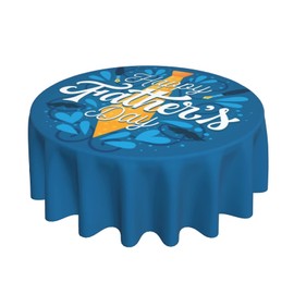 Happy Fathers Day Tablecloth Round 60 Inch for Fathers Day Decorations, Table Cover Washable Polyester Table Cloth for Kitchen Party Picnic Dining Decor