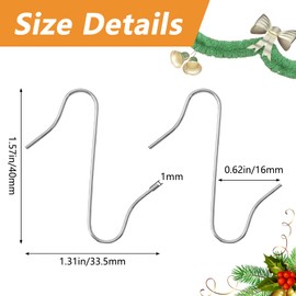 MOROBOR Christmas Ornament Hooks, 200 PCS Ornament Hooks Christmas Tree Hooks S-Shaped Christmas Hangers for Christmas Tree Christmas Balls Party Decorations, Silver