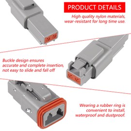 QCCAN 2 Pin Deutsch Connector 10 Kits, DT04-2P Waterproof Connector, 13A 14-18 AWG DT Series Connector, Solid Contacts Deutsch Automotive Connectors Kit for Car, Truck, Marine