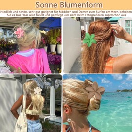 Pack of 6 Hawaii Flower Hair Clips, 8 cm Plumeria Flower Clip (Matte Flower, 6 Pieces)