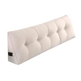 Husband headboard Pillow Large Back Rest Support Reading Pillows for Sitting in Bed for Adults Triangle Velvet Wedge Pillow headboard Full Size, Beige
