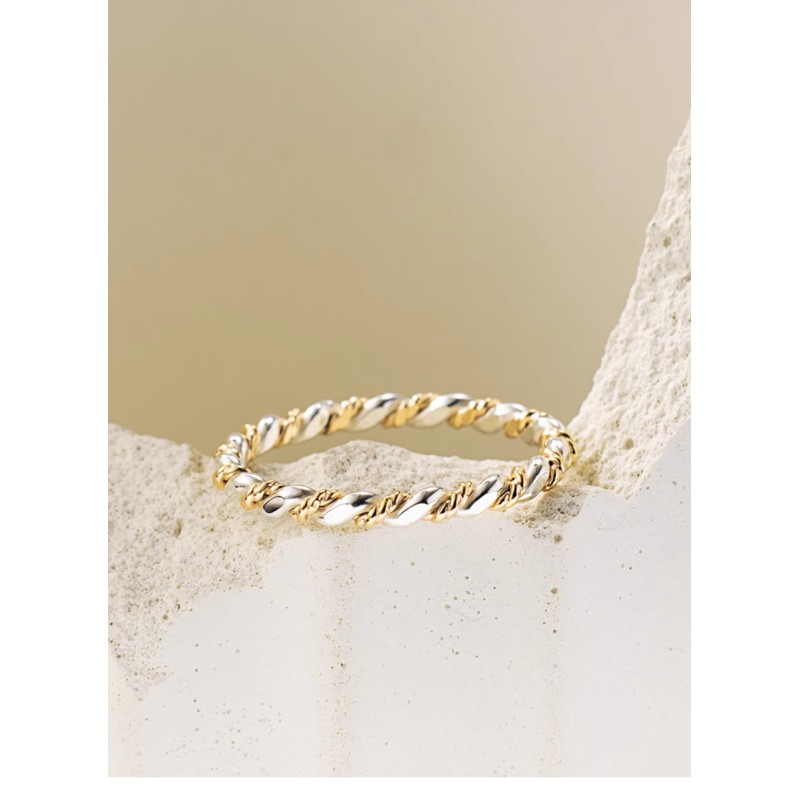 LUKRAY Braided Stacking Ring | Silver and Gold Statement Ring