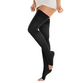 Marilyn Class 2 Medical Compression Support Hold Up Stockings Open Toe Nero M