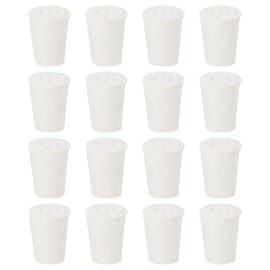 sourcing map 16Pcs Solid Rubber Stoppers, White 00# Tapered Lab Plugs Lab Seal Tube Stopper Plug for Industry and Laboratories, 15x11x20mm