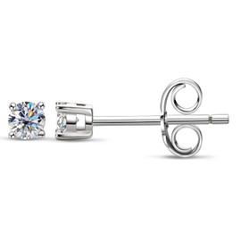 Sterling Silver Earrings for Women Men, Moissanite Hypoallergenic Small Stud Earingings, Lab Created Diamond 3MM, White Gold Plated, Birthday Jewelry Gifts