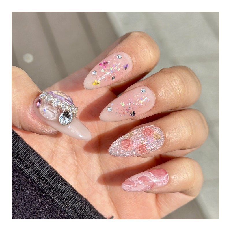 Spring Smell Handmade Nail Tips - Coffin / 봄내음 수제네일팁