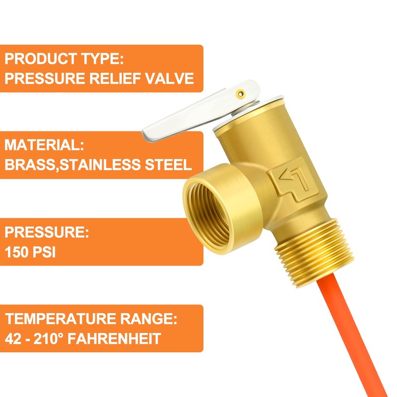 GASHER 3/4" NPT RV Water Heater Temperature & Pressure Relief