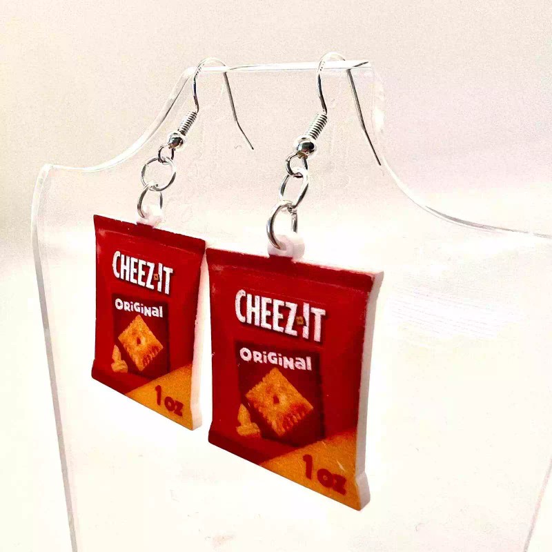 Handmade Cheez Its Earrings - Cracker Earrings - Chips Earrings