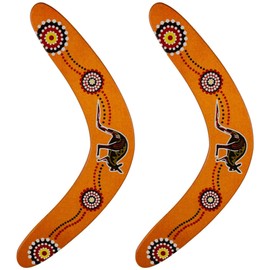 Xrten Pack of 2 Boomerangs, V-shaped Boomerang, Outdoor Flatloop Bummerang, Boomerang for Children Beginners, Handmade Kangaroo Style, Light Brown