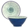 Made in Japan SET of 2 Japanese Rice Bowls 5.25"D Porcelain Blue Uchi-Tokusa Made in Japan