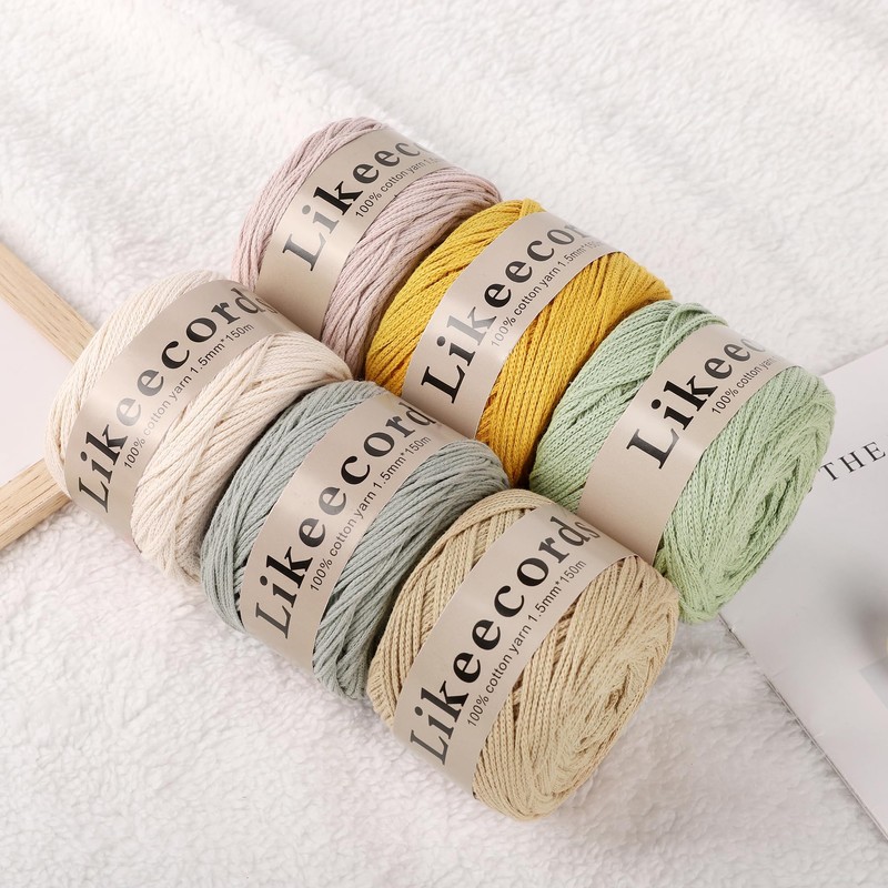 Likeecords - Cordón de macramé 100% algodón de 1,5 mm