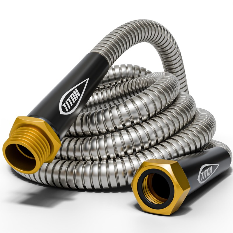 TITAN Garden Hose 100FT - 304 Stainless Steel Metal Water