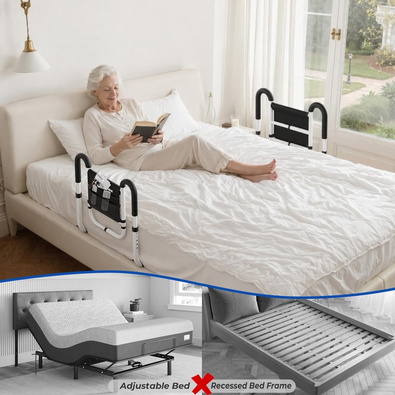 KingPavonini Dual Side Bed Rails for Seniors, 350 LBS Capacity,
