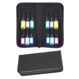 Portable Zippered Key Organizer, Fireproof & Waterproof Key Case with 12 Key Hooks & Tags, Portable Key Storage Organizer for Real Estate Sales,Hotel Executives, Car Service