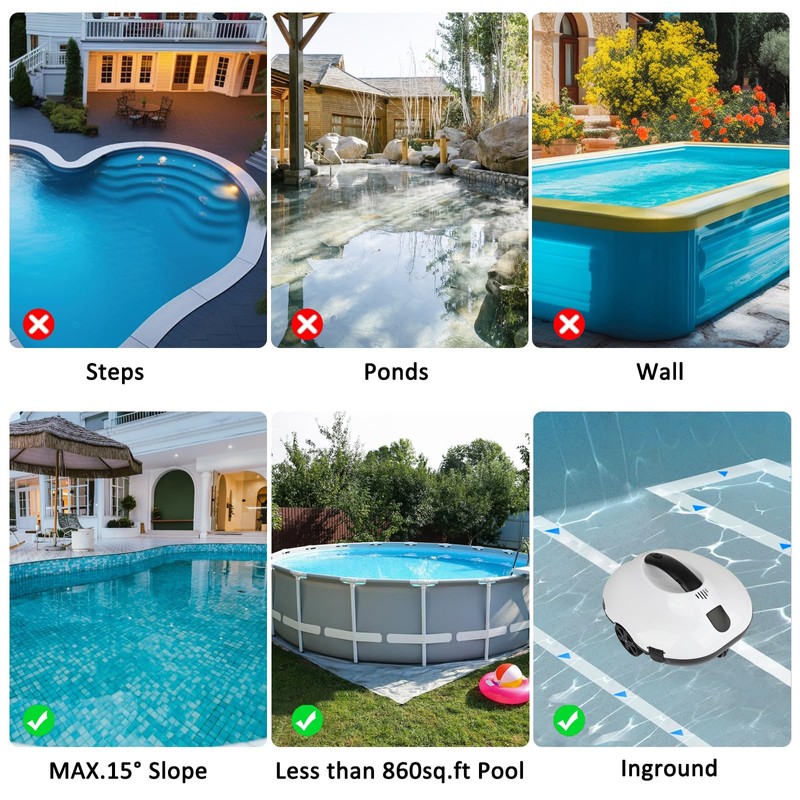 TCEUMIK Cordless Robotic Pool Cleaner 130 Mins Runtime Lightweight Automatic
