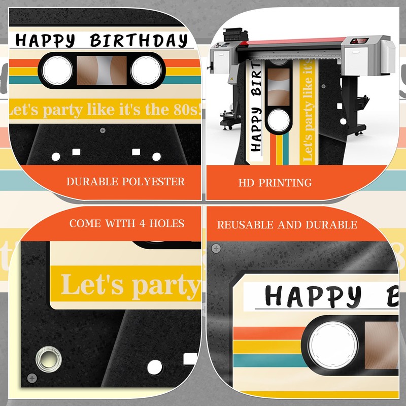 Let's Party Like It's The 80s Backdrop - Retro Cassette