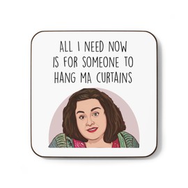 Plumfoolery Reindeer Martha Quote "Hang My Curtains" Coaster Funny Gift for Men Women (Coaster)