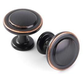 KOOFIZO Round Cabinet Knobs Oil Rubbed Bronze Cabinet Pulls, Dia. 1-1/4 Inch, 10 Pack Bronze Drawer Knobs for Kitchen Cabinets 1960 Drawers Dresser Cupboard Bedroom Bathroom