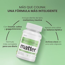 Matter Lipix, Suplemento con Diente de León, Colina, L-Metionina y Extracto de Guggul, Apoya el Metabolismo de Grasas y Bienestar Hepático, 90 Cápsula