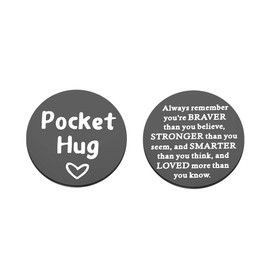 Pocket Hug Token Always Remember You are Braver Than You Believe Token Inspiration Gift Long Distance Relationship Gift (Remember-pocket BLK)