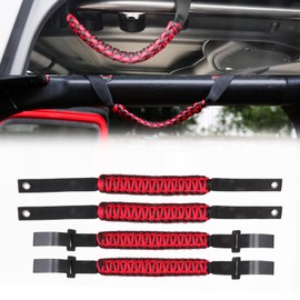 West-xingzhe Roll Bar Grab Handles front and rear Grip Handle for 2024 Jeep Wrangler JL 4XE 4 Door Interior Accessorie for Jeep Wrangler (Red 4 Pack)