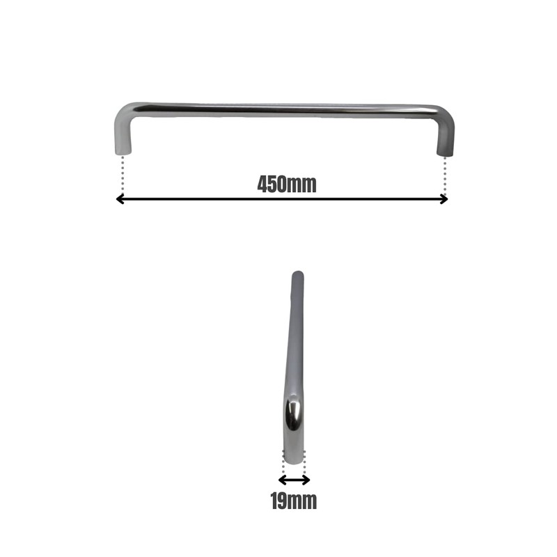 VIBE 19mm Pull Handle Rear Fix Straight 450x19mm on Polished