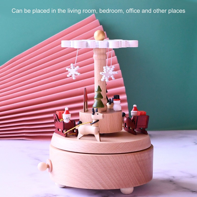 Wooden Music Box Snowflake Decor Wood Grain Texture Beautiful Sound