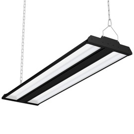 Allsmartlife LED Linear High Bay Shop Light Black 1-Pack, 5000K Daylight 300W 40500LM 0-10V Dimmable, Adjustable Tilt Hanging LED Shop Light Fixture for Garage Warehouse Workshop