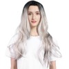 Long Curly Wavy Wigs Women Female Synthetic Hair Black Gray