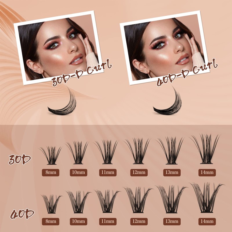 QUEWEL Lash Clusters Kit, 240 Pcs Lash Clusters 30D+40D DIY