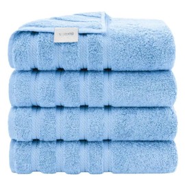 600 GSM Heavy Weight 100% Cotton Turkish Bath Towels Set of 6 Ultra Soft Plush Smooth Texture | All Seasons Pretty Sky Blue Color Luxury Quick Dry Super Absorbent Hotel Spa Quality