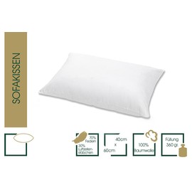 Hanskruchen Feather Neck Pillow with 70% Feathers - 100% Cotton - Suitable for Allergy Sufferers - Decorative Cushion 40 x 60 cm - for Travel and Camping