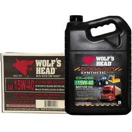 Wolf's Head Extreme Duty 15W-40 Synthetic Blend Diesel Engine Oil (836-99107-36) 1 Gallon Bottle, Pack of 4 | Made in USA