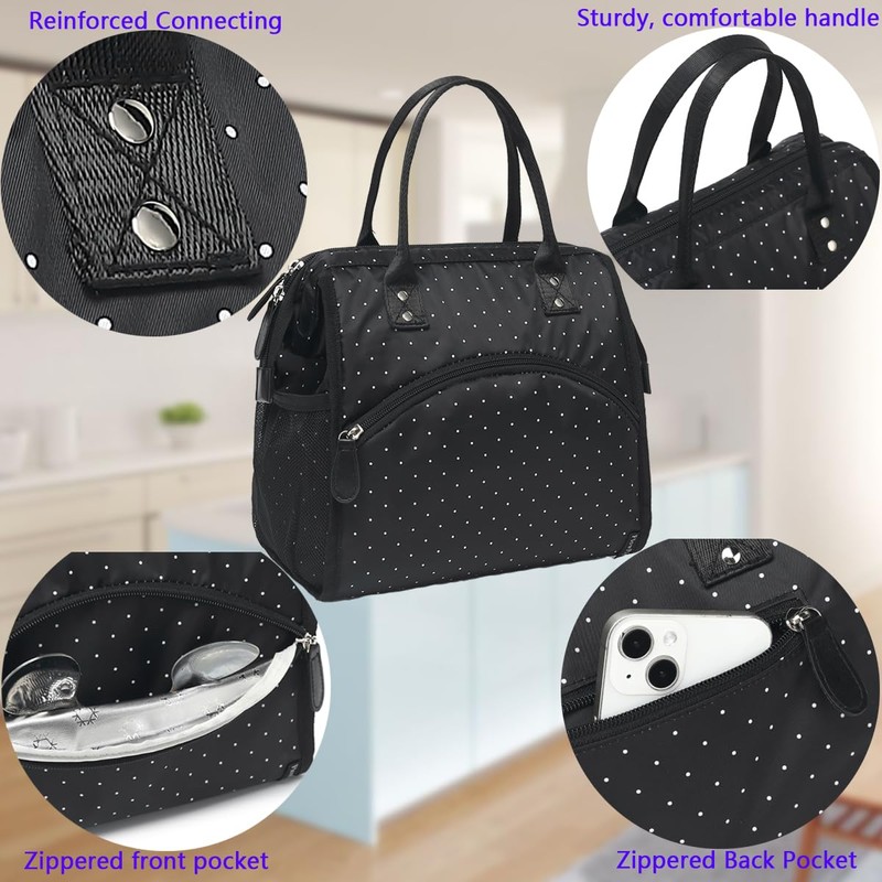 FlowFly Insulated Lunch Bag for Women, Men, Large and Reusable,