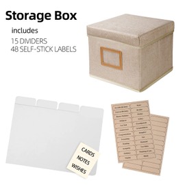 Lukeline Greeting Card Organizer and Storage Box with 15 Adjustable Dividers, Stores 140+ Cards, Suitable for Storing Greeting Cards, Envelopes, Stickers, Photos, Notecards and More (2 Pack-Beige)