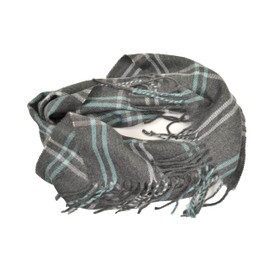 Designer Steve Mid Weight Muffler Winter Scarf Made In Italy 11" x 70" Plaid Grey