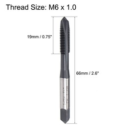 sourcing map M6 x 1.0 Spiral Point Threading Tap, H2 Tolerance High Speed Steel TICN Coated, Round Shank with Square End, Metric Screw Taps Tapping Bit for Machinist Thread Repair, 2pcs