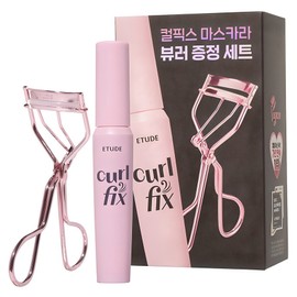 Etude Curl Fix Mascara 8g + Eyelash Curler Set, Gray Brown, 1 Piece / 에뛰드 컬 픽스 마스카라 8g + 뷰러 세트, 그레이브라운, 1개