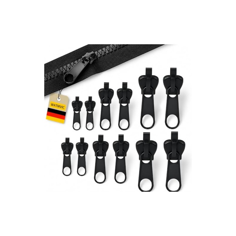 WATMVIC 12-Piece Universal Zip Repair Set for Clothing and Luggage