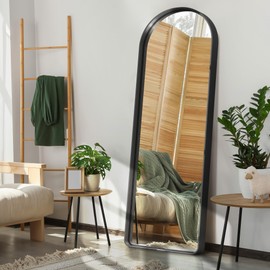 NicBex Arched 64x21 Inch Full Length Mirror, Alloy Frame Wall Mirror for Bedroom, Hallway, Dressing Room and Home Deco, Modern and Farmhouse Room Makeover Mirror, Round Corners, Black(No Stand)