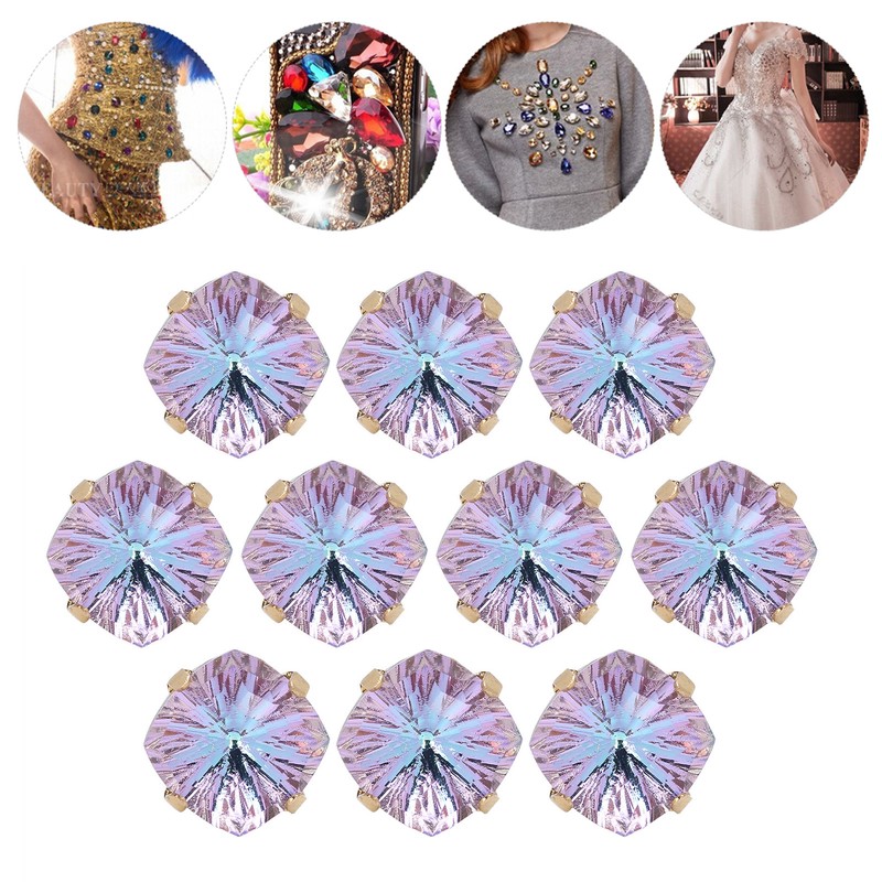 10Pcs Sewing Claw Diamond Fat Square Glass High Top Clothing