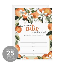 Little Cutie Baby Shower Invites / 25 Cards With White Envelopes/Clementine Invitations/Fill In Gender Neutral Cards