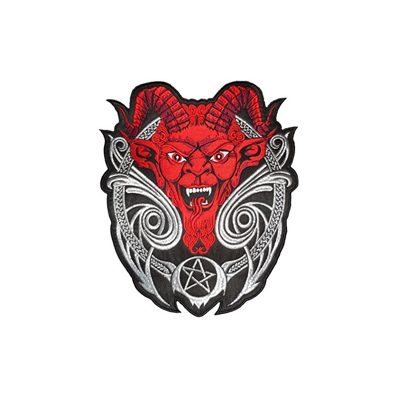 klicnow Horned Devil Embroidered Back Patch (Red) 29cm x 26cm
