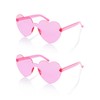 FEISEDY 2 Pack Rimless Heart Shaped Sunglasses Party Glasses Disco