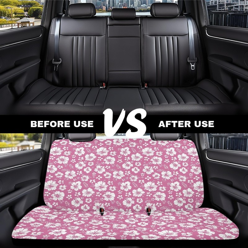 Jodoolang Pink Hibiscus Floral Auto Waterproof Back Seat Covers Protectors