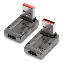 AIYEEN 10Gbps USB 3.1 Adapter 90 Degree (2 Pack), Up and Down Angle 90 Degree USB 3.1 Type A Male to USB-C Female Coupler Adapters, 120W Fast Charging OTG Converter (USB 3.1 Up Down)