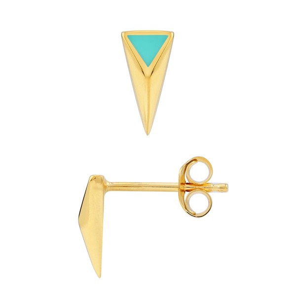 Silvershake Created Green Turquoise Inlay 14K Yellow Gold Plated 925