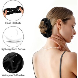 Coleteros de sat n, 5 Piezas Coleteros de Satén para Mujer, Ligas de Seda para el Cabello, Sin Marcas, Sin Encrespamiento, Bandas Elásticas para el Todos los Tipos de Cabello (Negro)