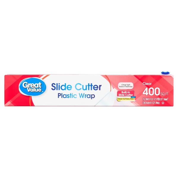 Unbranded Great Value Slide Cutter Plastic Wrap, 400 sq ft