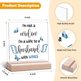 Memorial Gift for Loss of Husband Memorial Acrylic Plaque Sympathy Gifts for Loss of Husband In Loving Memory Clear Desk Decorative Bereavement Remembrance Acrylic Plaque With Wooden Stand